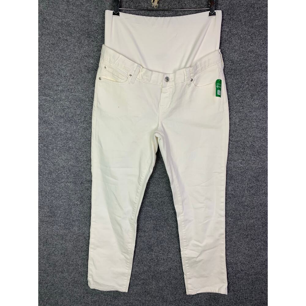 NEW $79 Gap Maternity‎ Jeans sz 30/10 White denim knit belly panel stretchy
